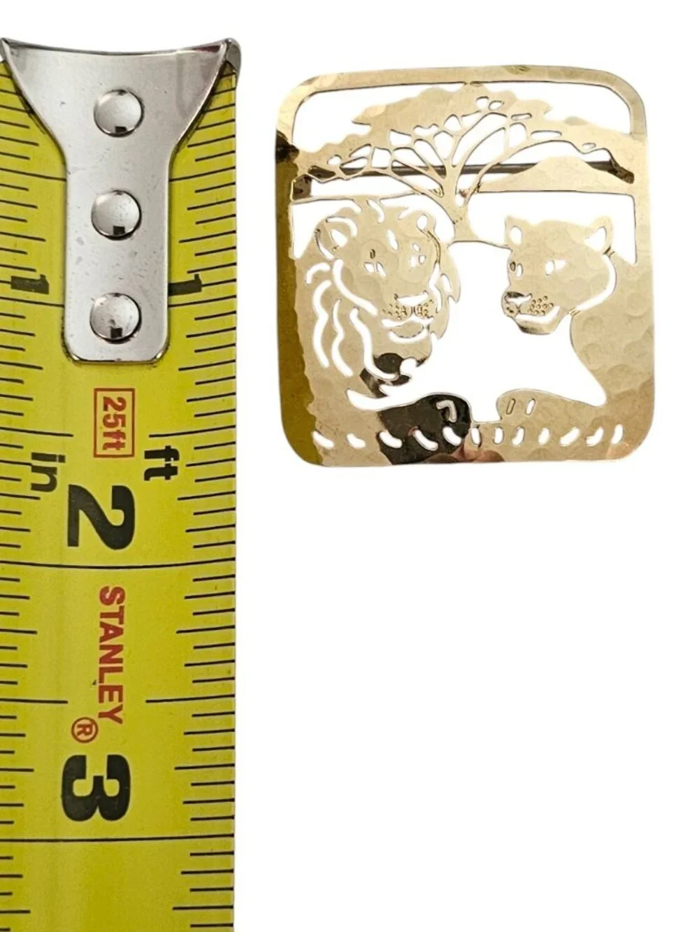 Wild Bryde Brooch Lion Lioness Open Laser Cut Square Pin L619